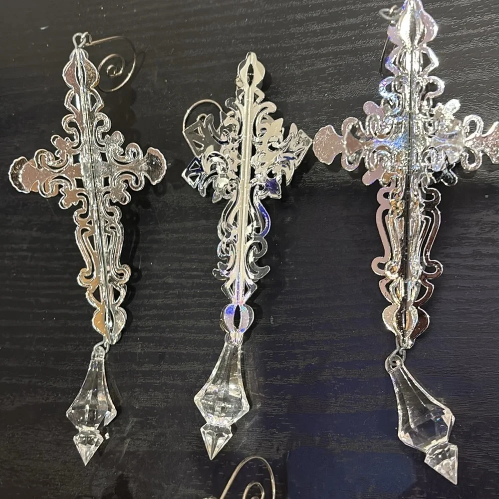 Elegant Silver Cross Ornaments